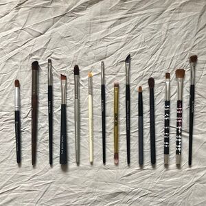 Lot of various eye makeup brushes